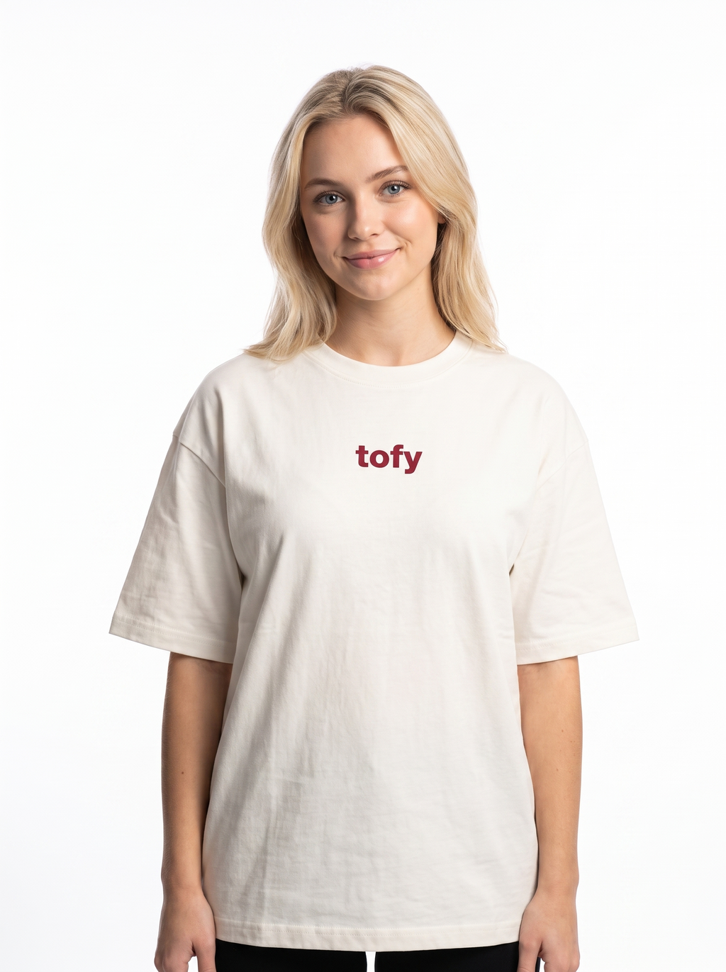Sinner Divine Tee on model - front with red tofy logo