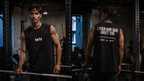 Testament Sleeveless on model - gym editorial front and back