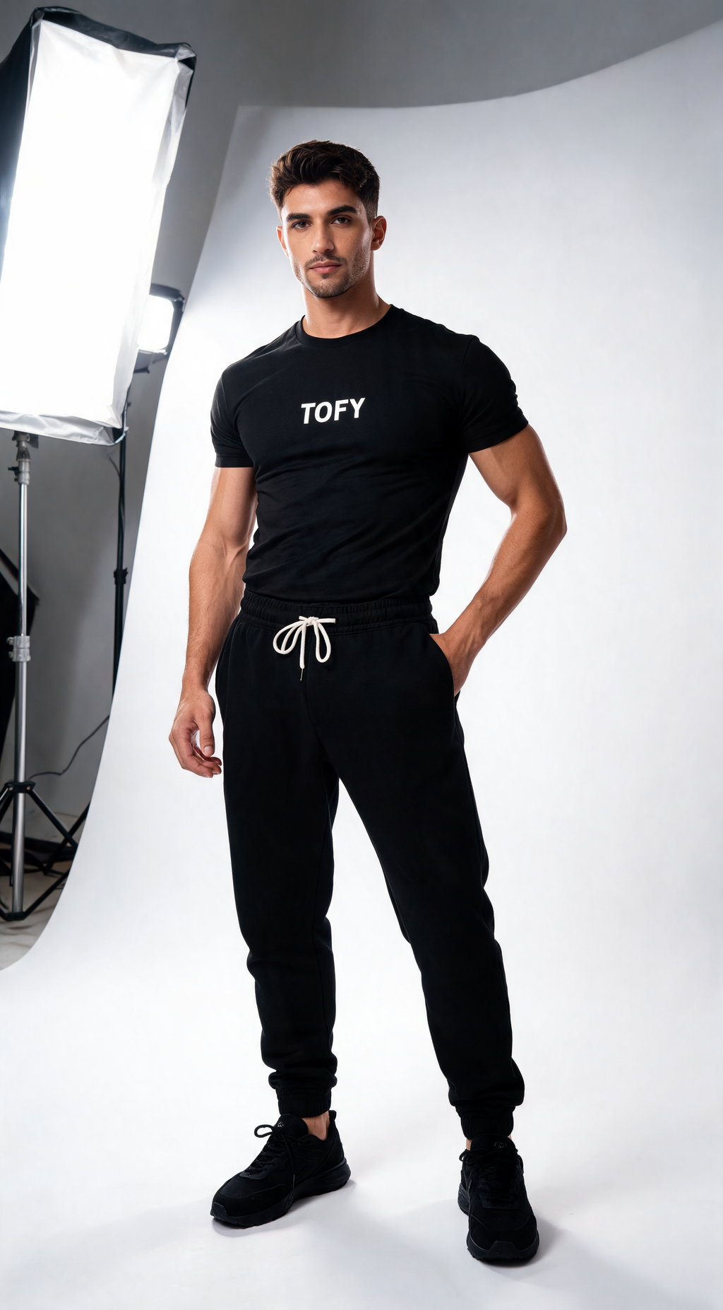 Core Logo Tee on model - studio editorial alternate
