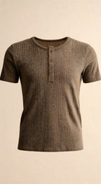 Ribbed Henley Knit - studio ghost shot front
